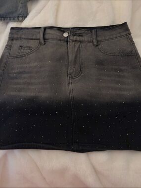 Studded Ombre Black Mini Skirt